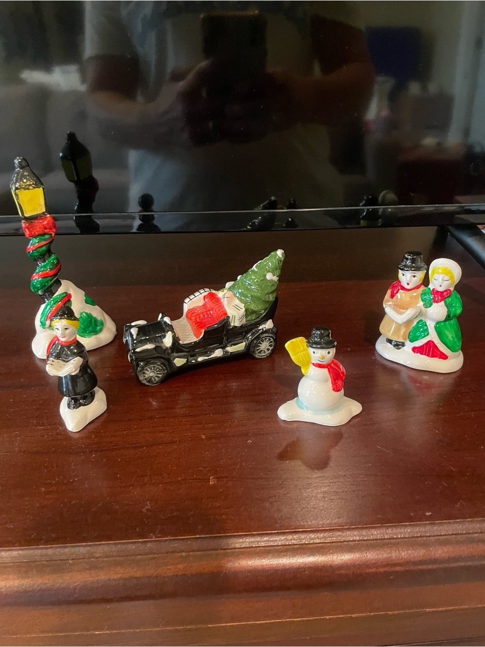 Vintage Ceramic Christmas Figurine Set - Multicolor